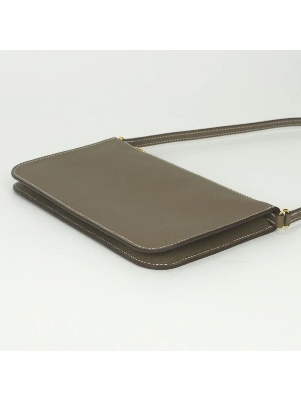 Hermes Zip Ungo To Go Shoulder Bag Ever Color Etoupe Gray Gold Pouch Clutch